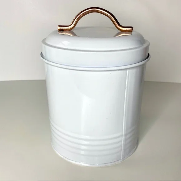 LAST CHANCE SALE!Robely Farmhouse Coffee Tin Canister Lid White Copper Handle - Picture 5 of 11